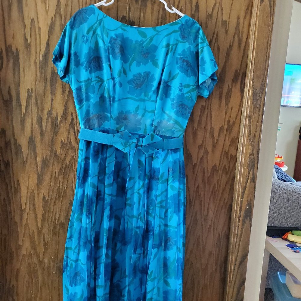 1950s Floral Taffeta Dress, size 12